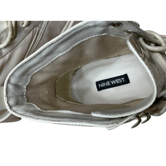 Nine West Womens White Chunky Lace-Up Combat Boots Size 9M - Picture 6 of 16